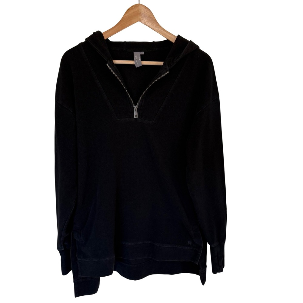 Sweaty Betty Black Half Zip Hoodie‎ Fleece Made in Italy Recycled Polyester XS